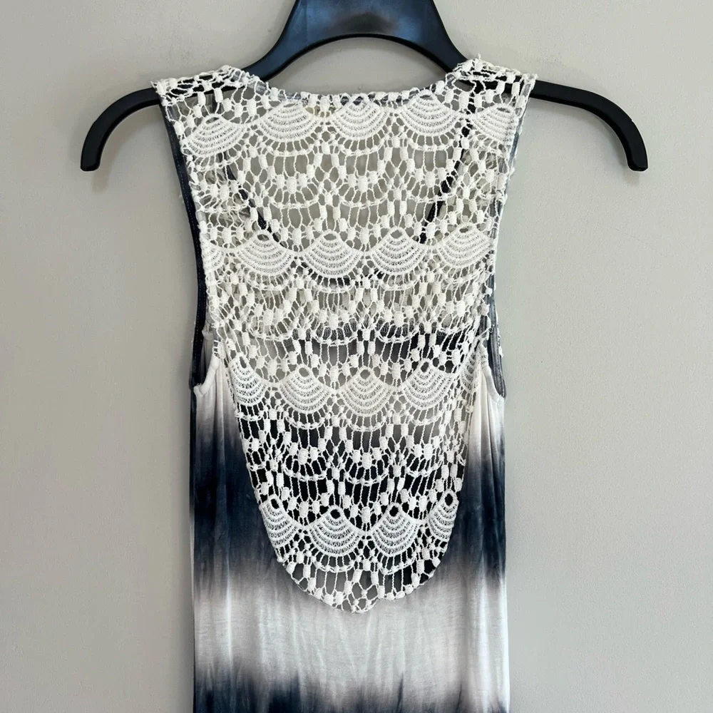 Staring at Stars by Anthropologie TieDye Hi-Lo Maxi Dress Crocheted Neck, S - Picture 3 of 7